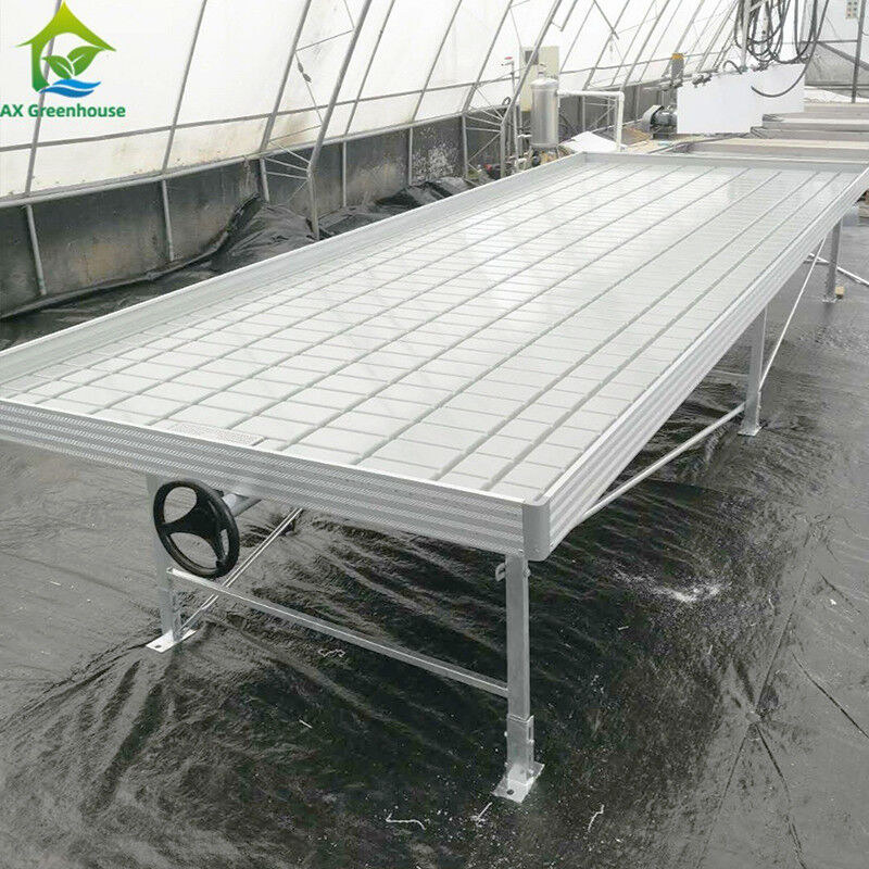 ฤกษ์เรือนกระจก Hydroponic ธรรมชาติที่ไม่มีดิน Ebb Flood Grow Table Seedbed Rolling Bench สําหรับสลัด