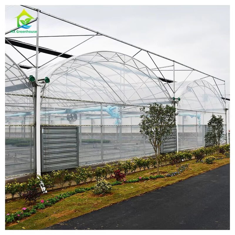 โฟลมพลาสติกการสวน ยอมต่อ UV โพลีทุนเนลขนาดใหญ่หลายสเปนเรือนกระจกสําหรับผัก
